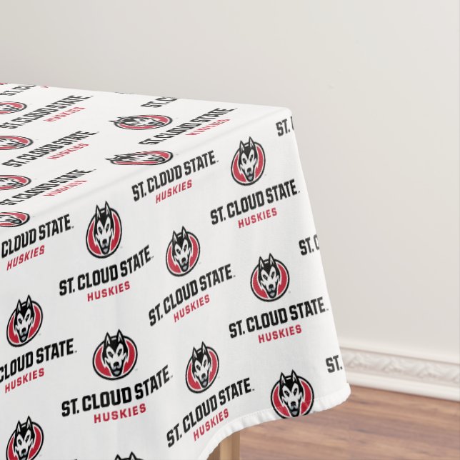 St. Cloud State Huskies Mascot Logo & Text Tablecloth (In Situ)