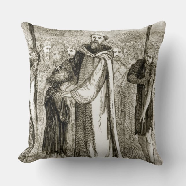 St. Columba blesses a wild boy, from 'The Trias Th Throw Pillow (Front)