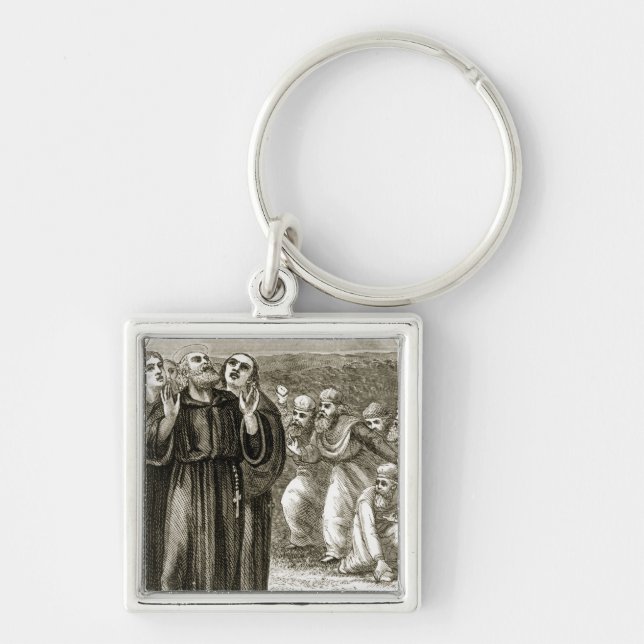 St. Columba chanting, and attacked by the Druids, Keychain (Front)