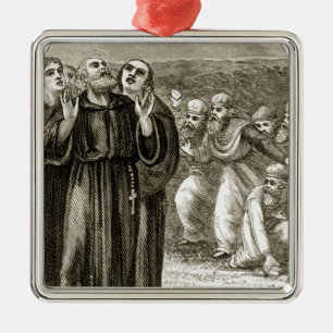 St. Columba chanting, and attacked by the Druids, Metal Ornament