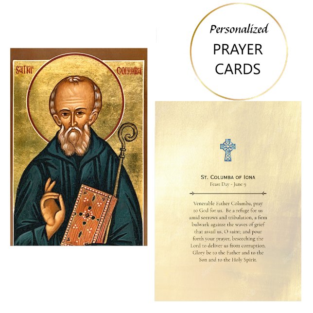 St. Columba of Iona Orthodox Christian Prayer Card (Creator Uploaded)