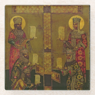 St. Constantine and St. Helena Glass Coaster