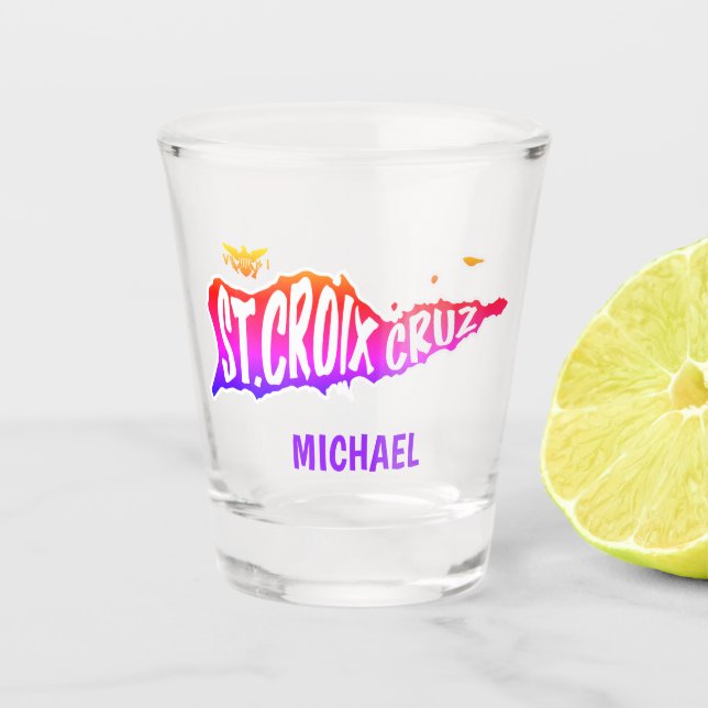 St. Croix, Cruz, U.S. Virgin Islands Sunset Shot Glass (Front)