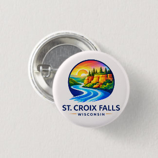 St. Croix Falls Wisconsin Scenic River & Cliffs  Button