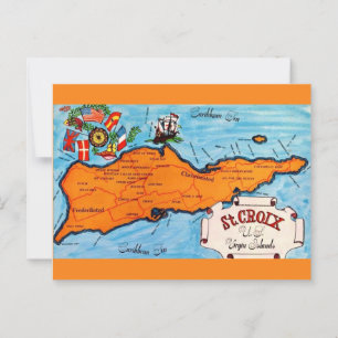 St Croix Map Postcard
