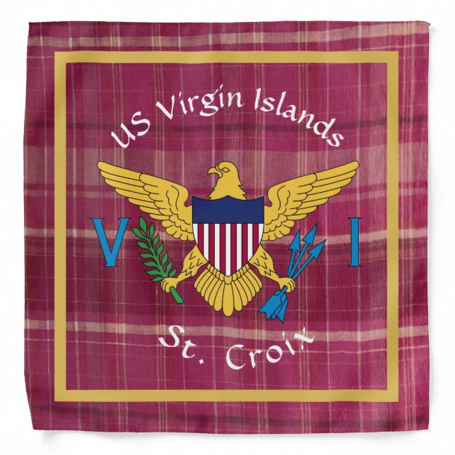 St. Croix St. Thomas Virgin Islands USVI Flag Pink Bandana (Front)