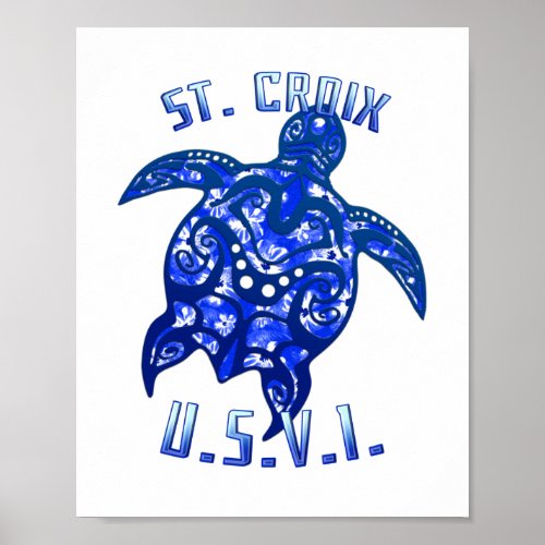 St Croix USVI Vacation Tribal Turtle Poster