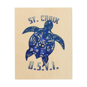 St Croix USVI Vacation Tribal Turtle Wood Wall Art
