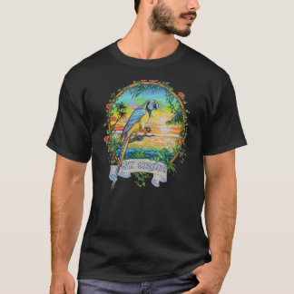 St Croix Usvi Vintage Tropical Parrot Vacation T-Shirt