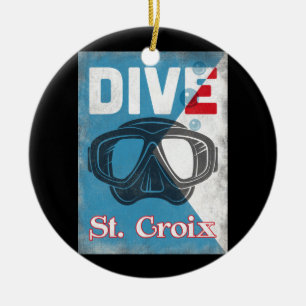 St Croix Vintage Scuba Diving Mask Ceramic Ornament