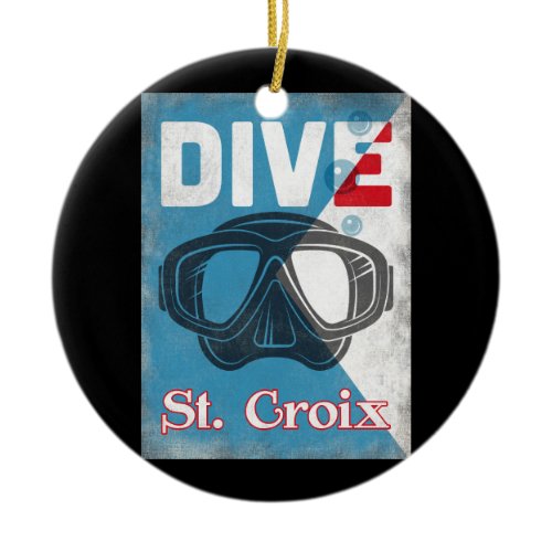 St Croix Vintage Scuba Diving Mask Ceramic Ornament