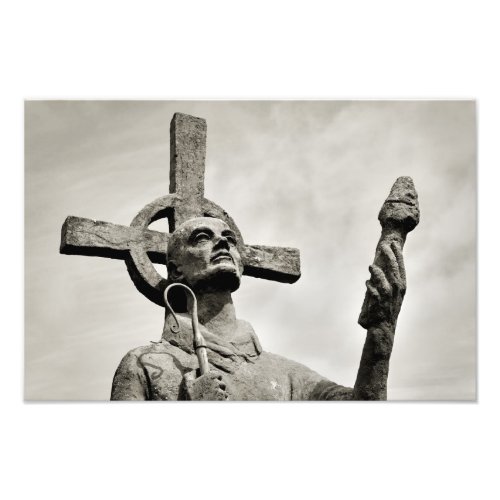St Cuthberts statue _ Lindisfarne _ Holy Island Photo Print