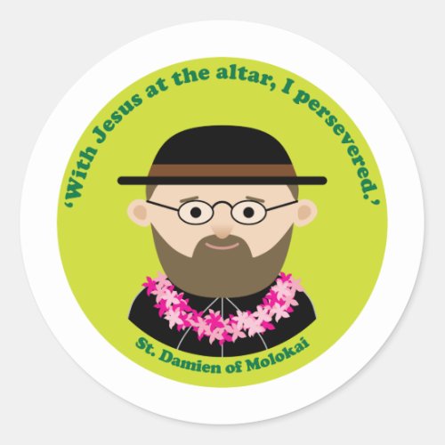 St Damien of Molokai Classic Round Sticker