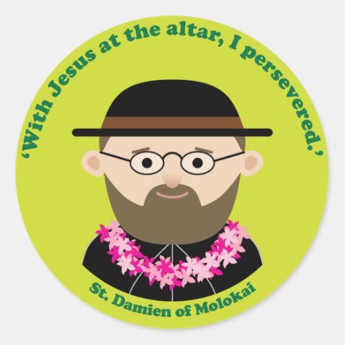 St Damien of Molokai Classic Round Sticker