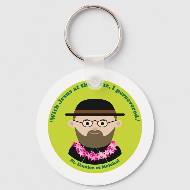 St. Damien of Molokai Keychain (Front)