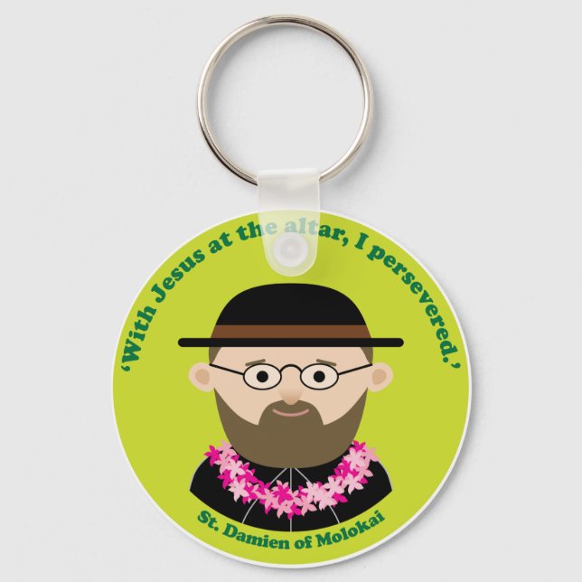 St. Damien of Molokai Keychain (Front)