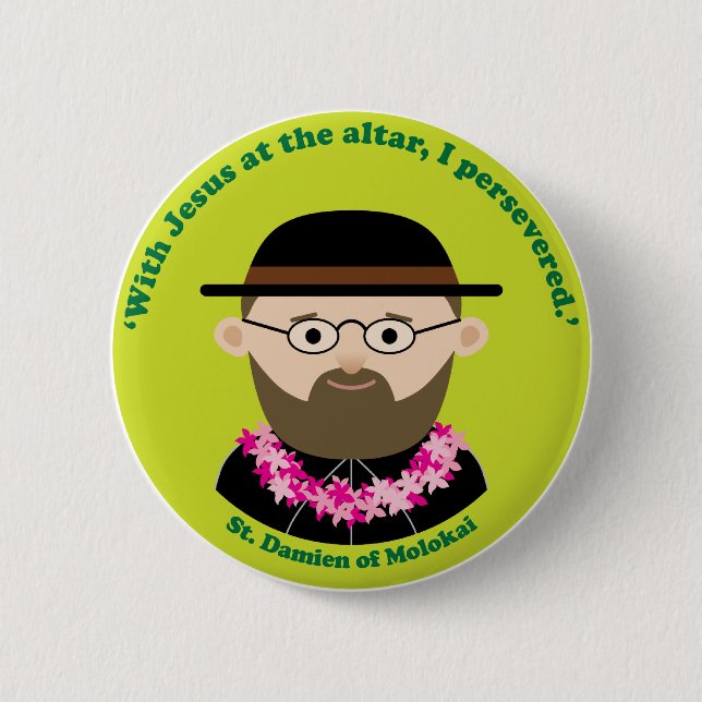 St. Damien of Molokai Pinback Button (Front)