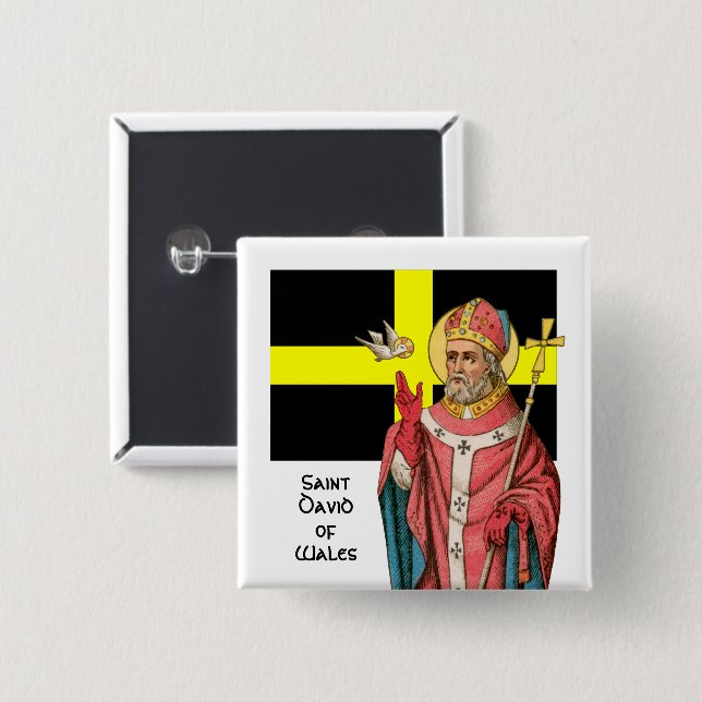 St. David of Wales (P 001) and His Flag Button (Front & Back)