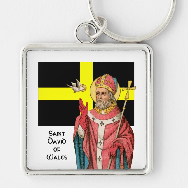 St. David of Wales (P 001) and His Flag Keychain (Front)