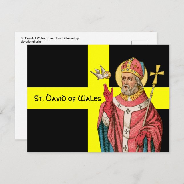 St. David of Wales (P 001) and His Flag Postcard (Front/Back)