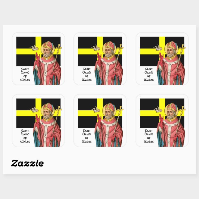 St. David of Wales (P 001) and His Flag Square Sticker (Sheet)