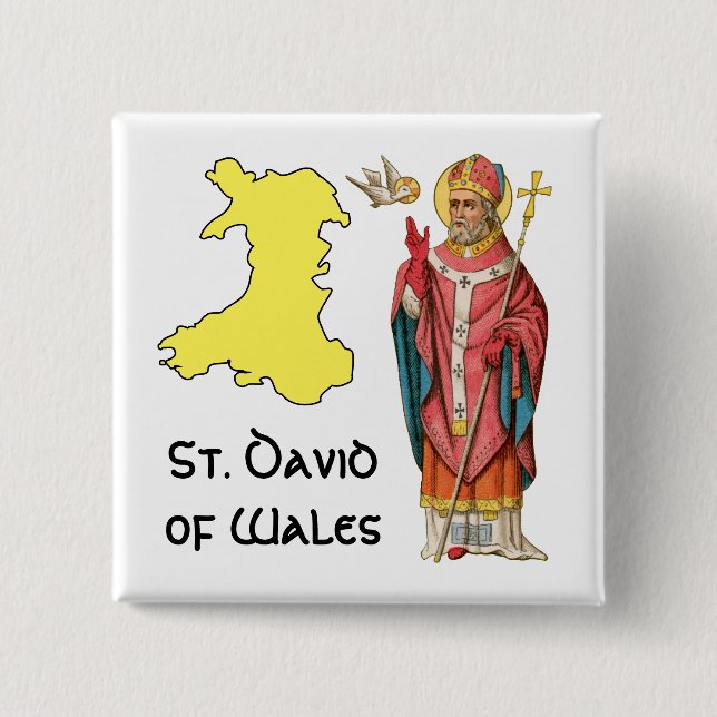St. David of Wales (P 001) with Outline Map Button (Front)