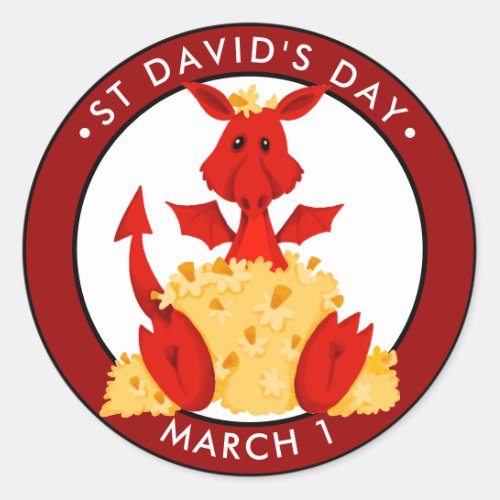 St Davids Day Classic Round Sticker