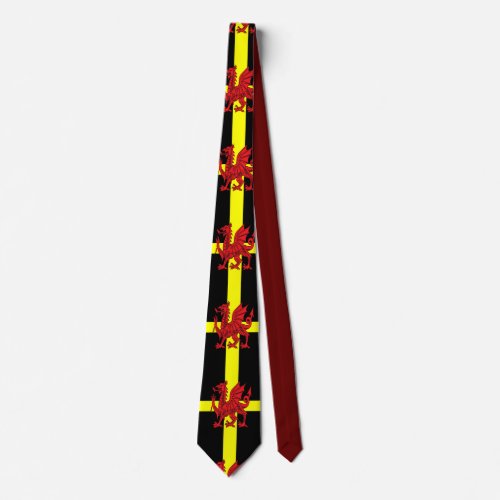 St Davids Cross And Welsh Dragon Neck Tie