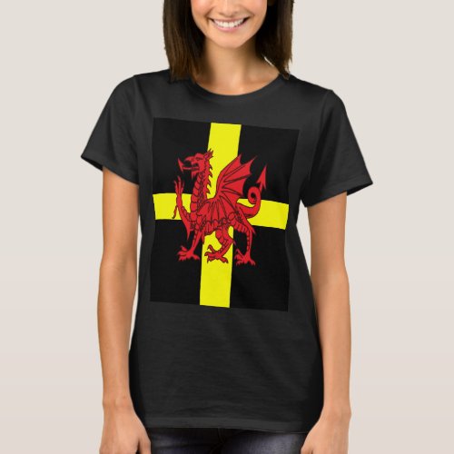St Davids Cross And Welsh Dragon T_Shirt