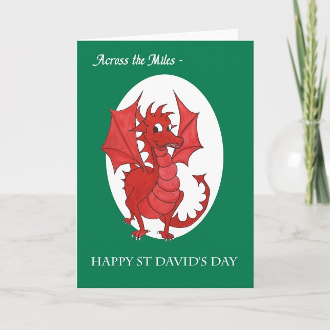St David's Day Card, Across the Miles: Red Dragon Card (Front)