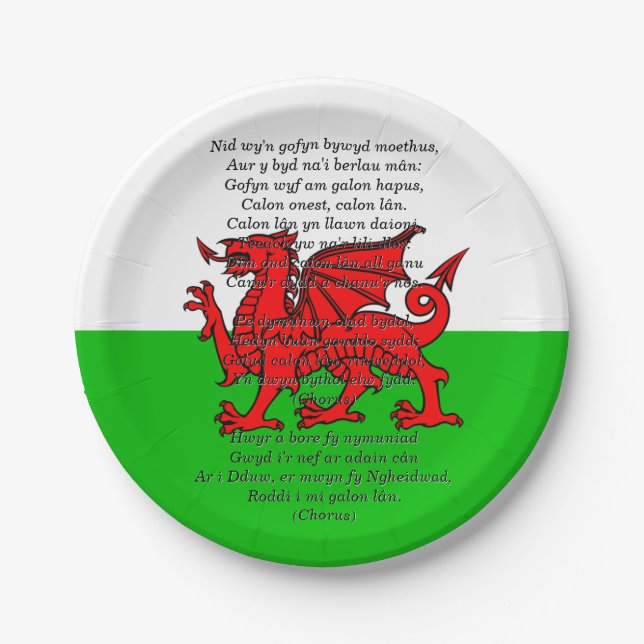 St Davids Day Christmas Calon Lân  7" Paper Plates (Front)