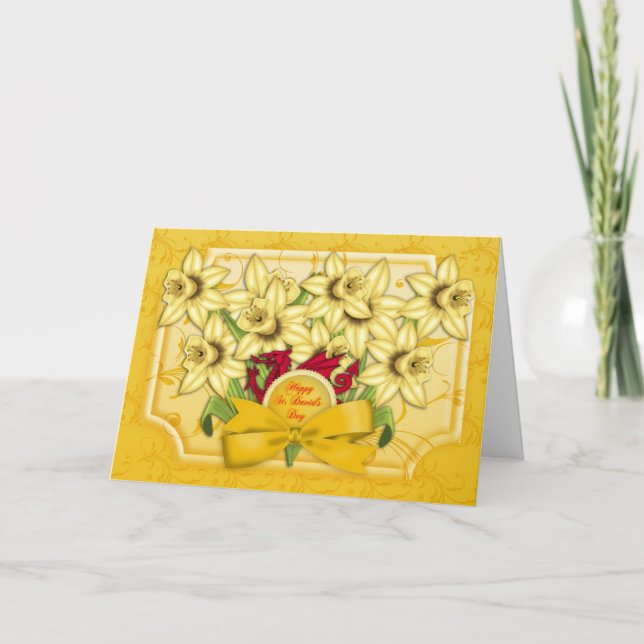 St.David's Day Greeting Card With Daffodils (Front)
