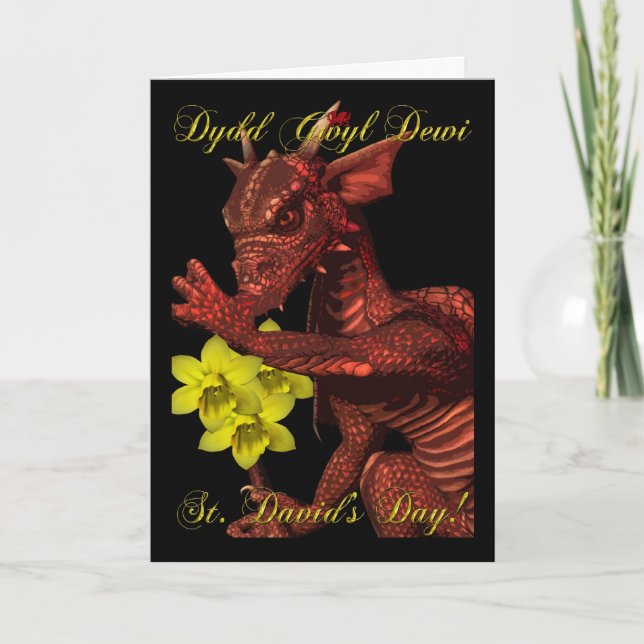 St Davids Day red Dragon Dydd Gwyl Dewi Card (Front)