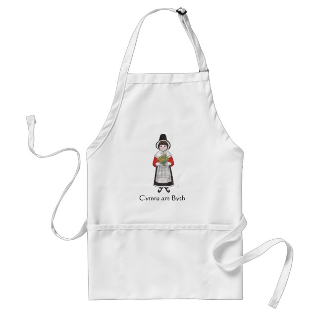 St David's Day, Welsh Costume, Card to Personalize Adult Apron (Front)
