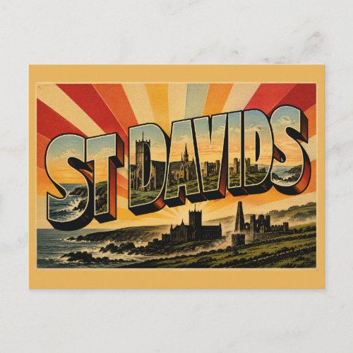St Davids Wales Vintage Travel Art Postcard