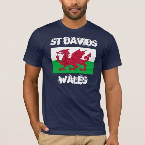 St Davids Wales with Welsh flag T_Shirt