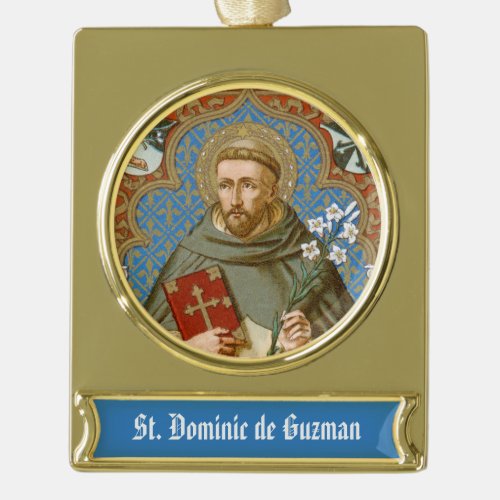 St Dominic de Guzman BK 011 Gold Plated Banner Ornament