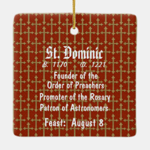 St. Dominic de Guzman (BK 011) Sq. Red Ceramic Ornament