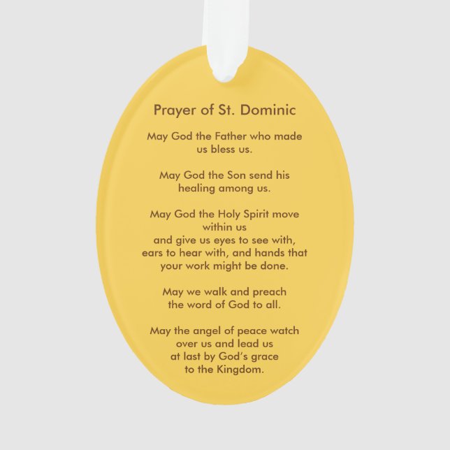 St. Dominic de Guzman (PM 02) Acrylic Ornament (Back)