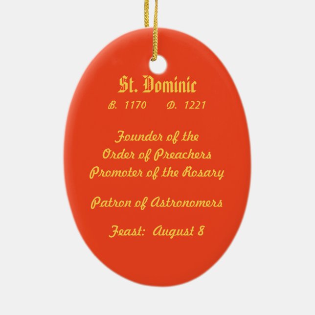 St. Dominic de Guzman (PM 02) Ceramic Ornament (Back)