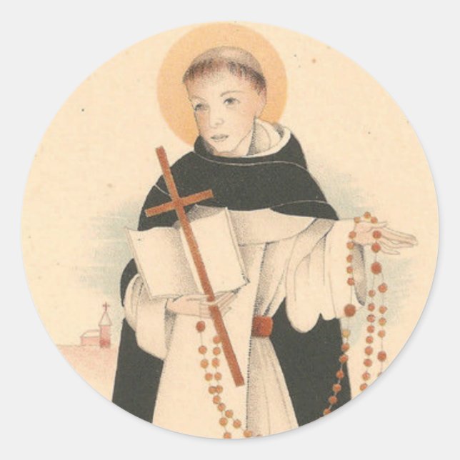St. Dominic with the Rosary Classic Round Sticker (Front)