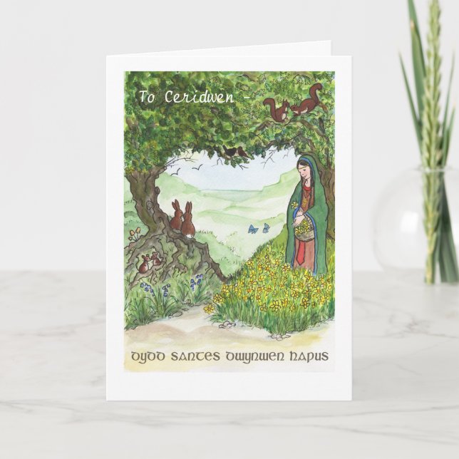 St Dwynwen's Day Card, Welsh Greeting Holiday Card (Front)