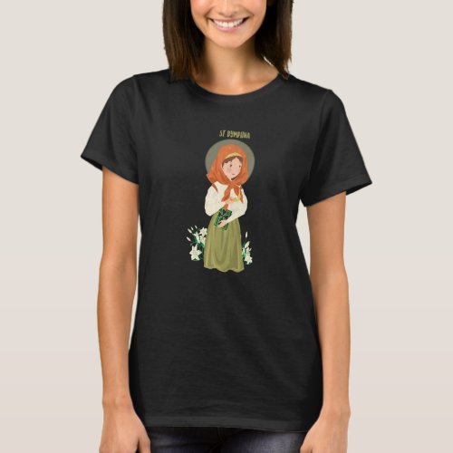 St Dymphna Purity Lily Patron Saint Mental Health  T_Shirt