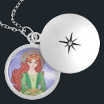 St. Dymphna Survivor Watercolor Patron Saint Locket Necklace<br><div class="desc">St. Dymphna is the patron saint of dependent runaways,  the nervous,  the emotionally disturbed,  the mentally ill,  and those who suffer neurological disorders – and,  consequently,  of psychologists,  psychiatrists,  and neurologists. She is the patron saint of survivors of incest and assault.

Original watercolor by Miranda Saint James</div>