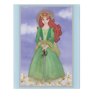 St. Dymphna Watercolor Folk Art Faux Canvas Print