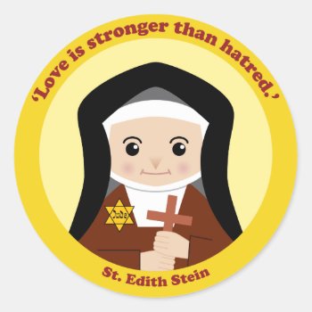 St. Edith Stein Classic Round Sticker by happysaints at Zazzle
