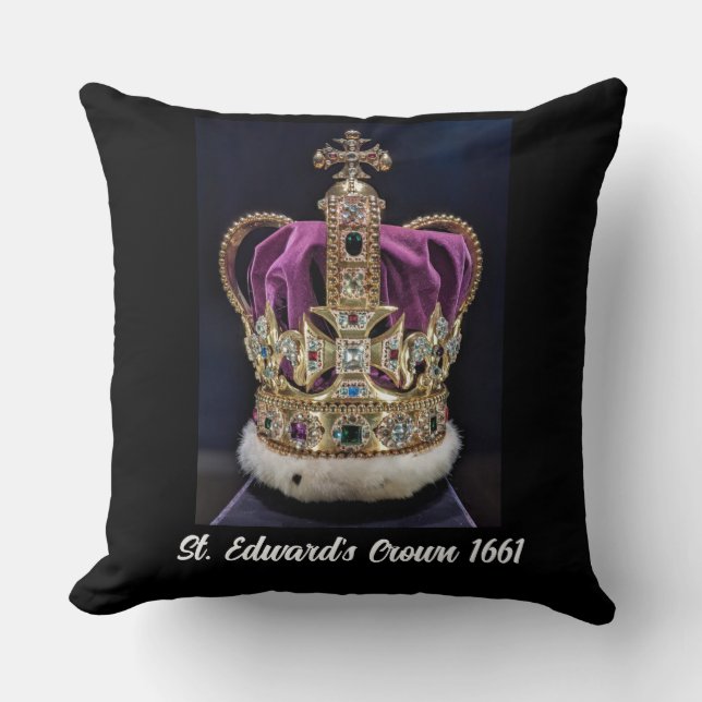 St. Edward's Crown 1661 (editable text) Throw Pillow (Front)