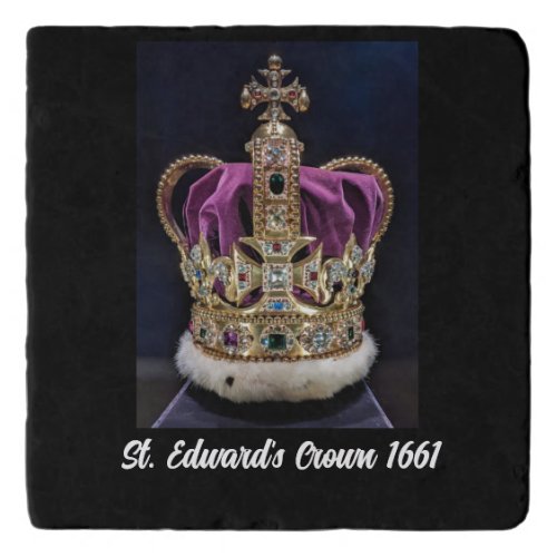 St Edwards Crown 1661 editable text Trivet