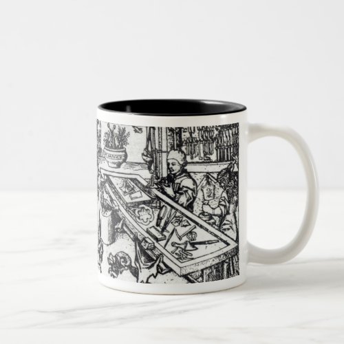St Eligius  as a goldsmith in his workshop Two_Tone Coffee Mug