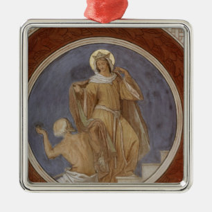 St. Elisabeth giving her Coat to a Beggar Metal Ornament